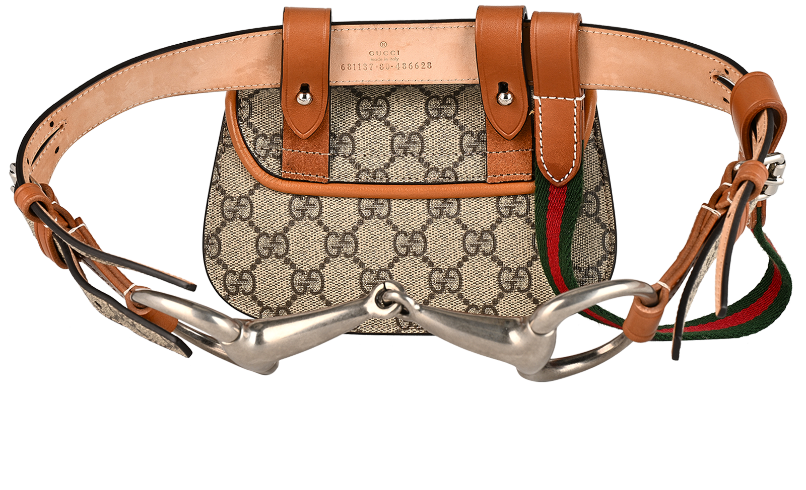 Horsebit Bamboo Belt Bag, &pound;695, Handbags, Beige, Canvas/Leather, Back view